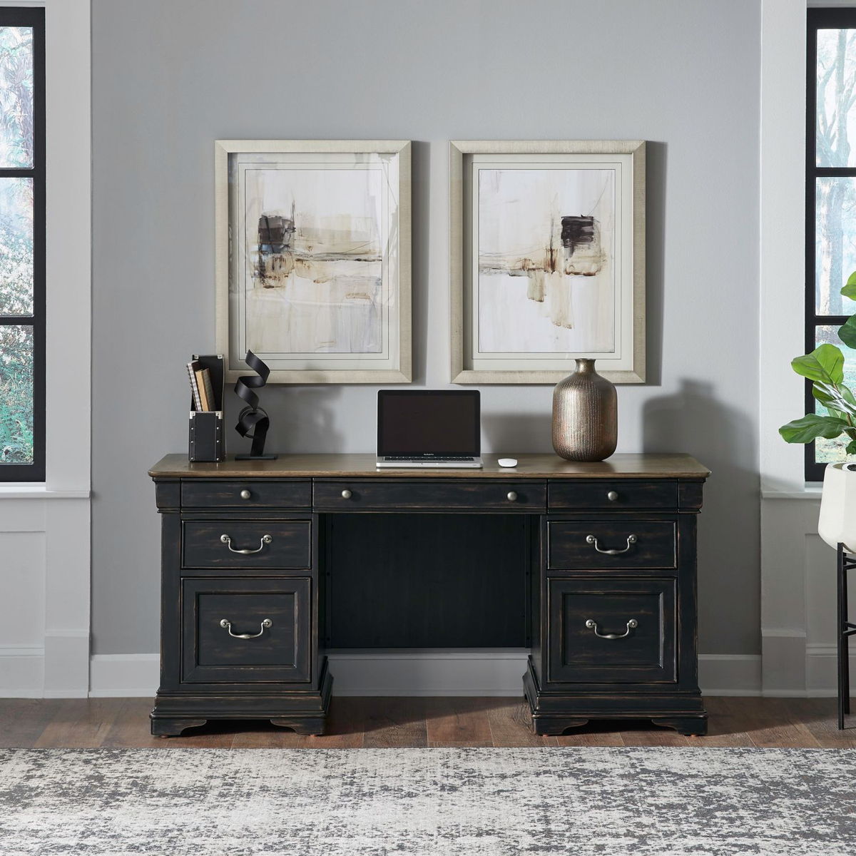 Meritage - Jr Executive Credenza - Aged Charcoal