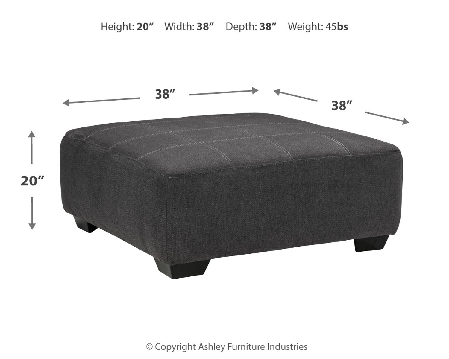 Ambee - Oversized Accent Ottoman - Slate - Image 4