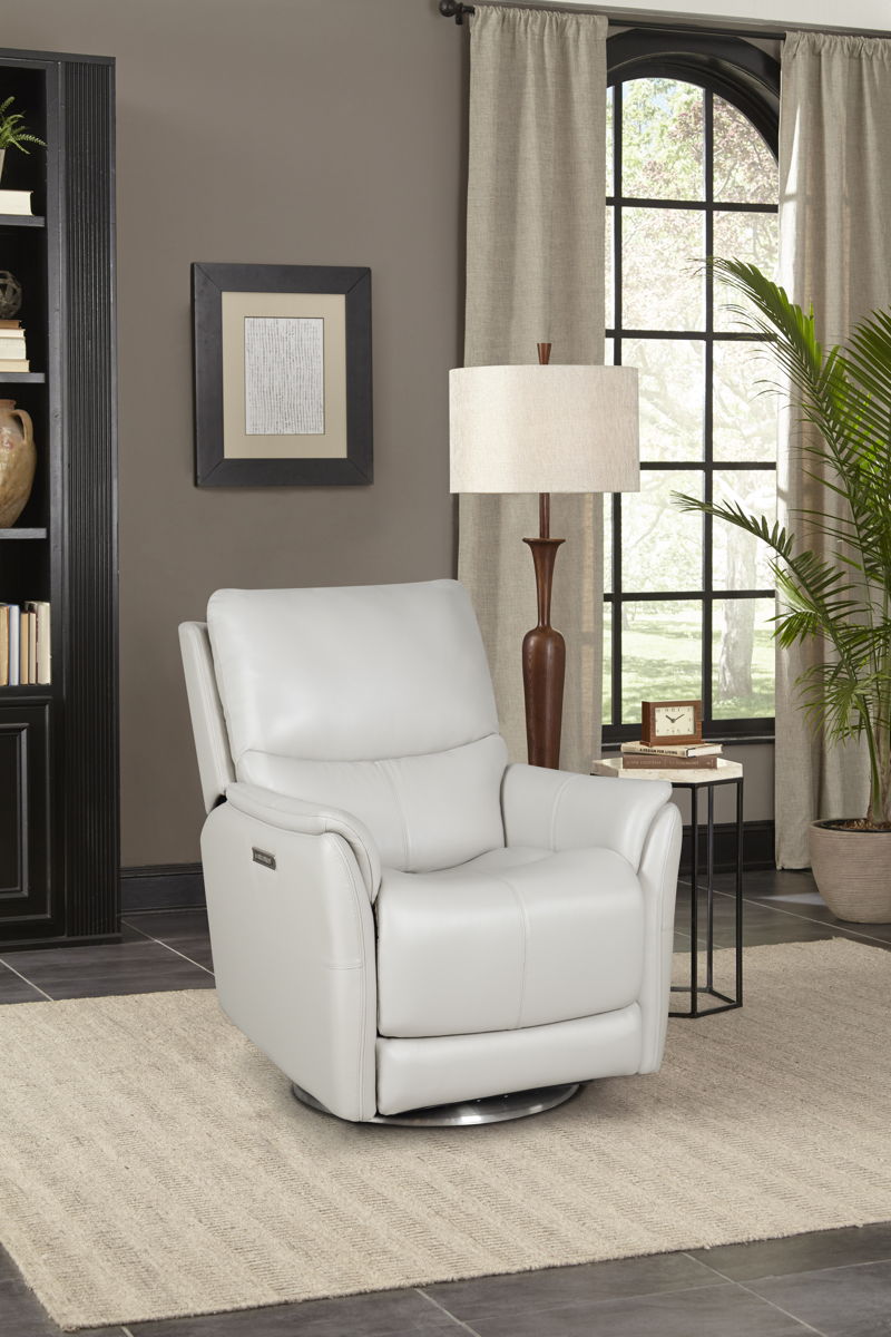 Salem - Swivel Recliner With Power Recline, Power Headrest, Power Lumbar, Layflat, 3" Footrest Extension