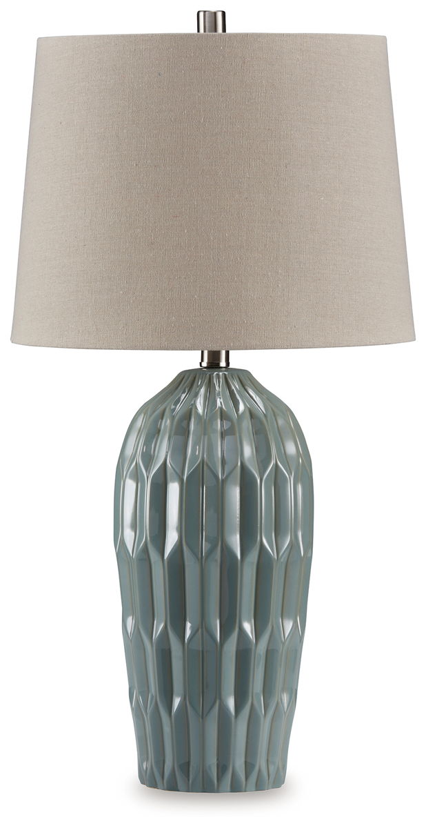 Hadbury - Ceramic Table Lamp (Set of 2) - Pale Blue / Teal - Image 2