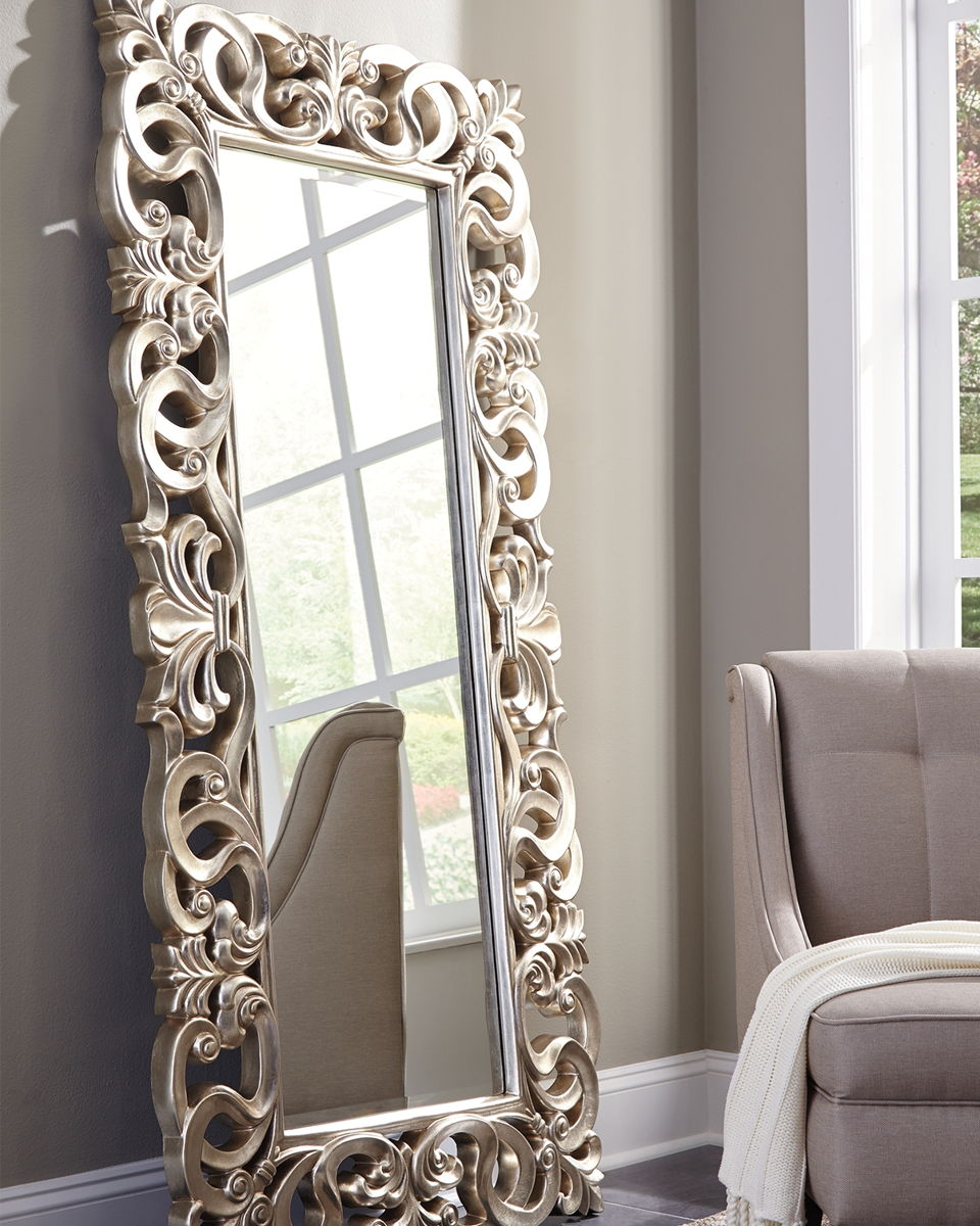 Lucia - Floor Mirror - Antique Silver Finish - Image 2