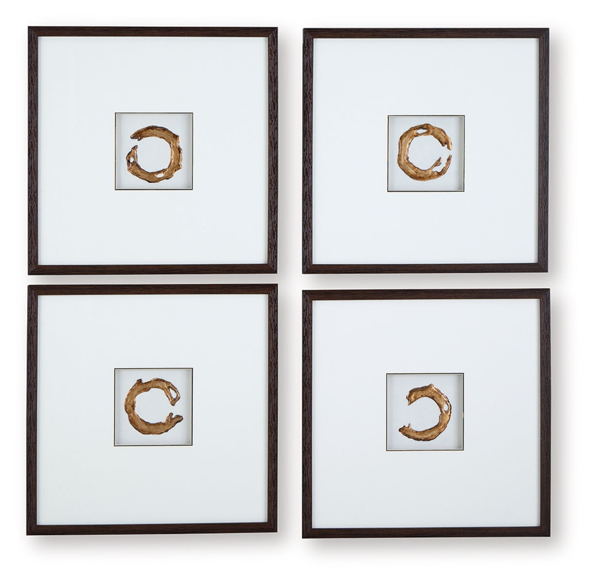 Dallbourne - Wall Art Set (Set of 4) - White / Gold Finish