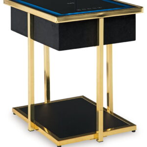 Rexwell - Accent Table With Speaker - Black / Gold Finish