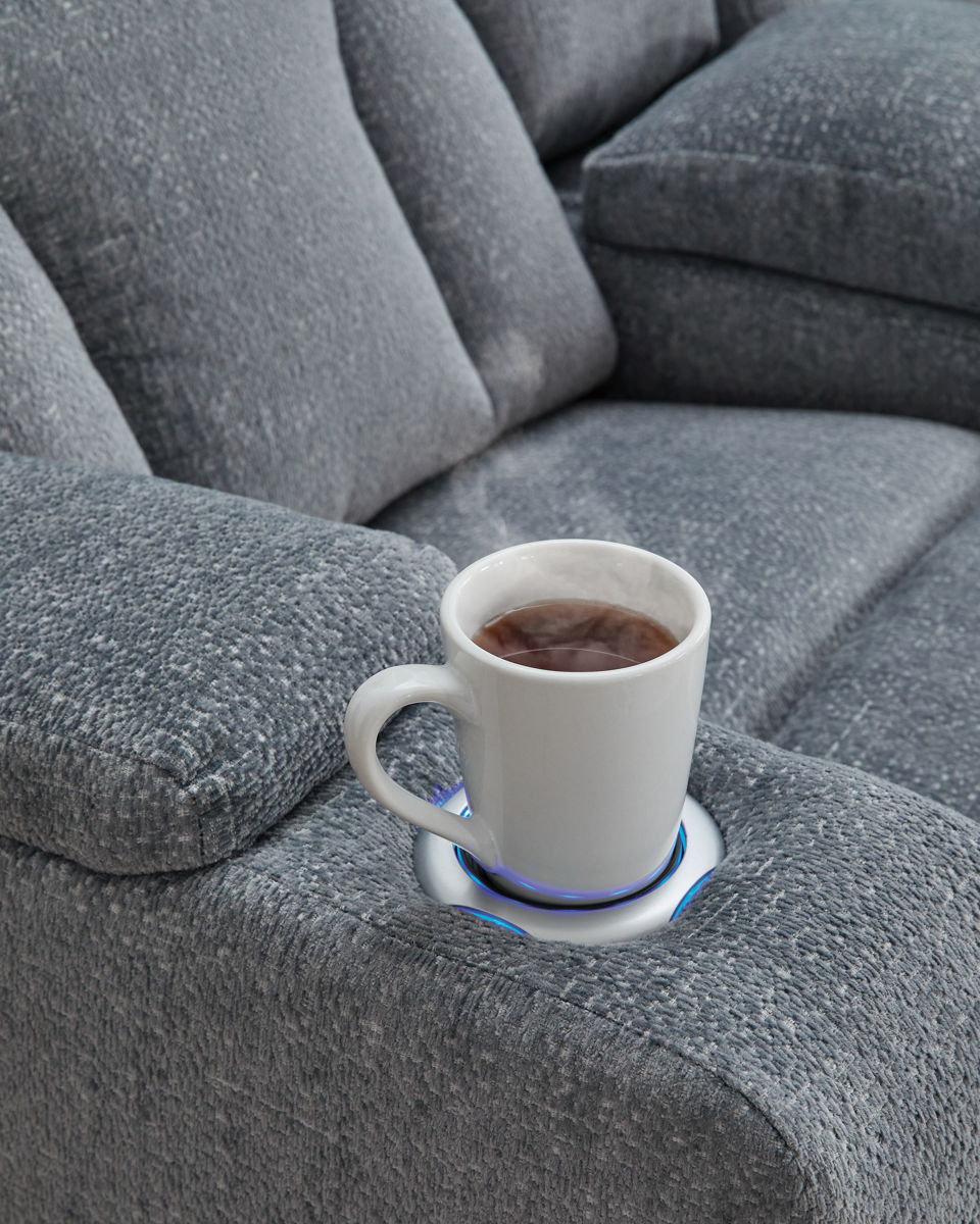 Studio Cave - Power Reclining Loveseat with Console - Steel - Image 10