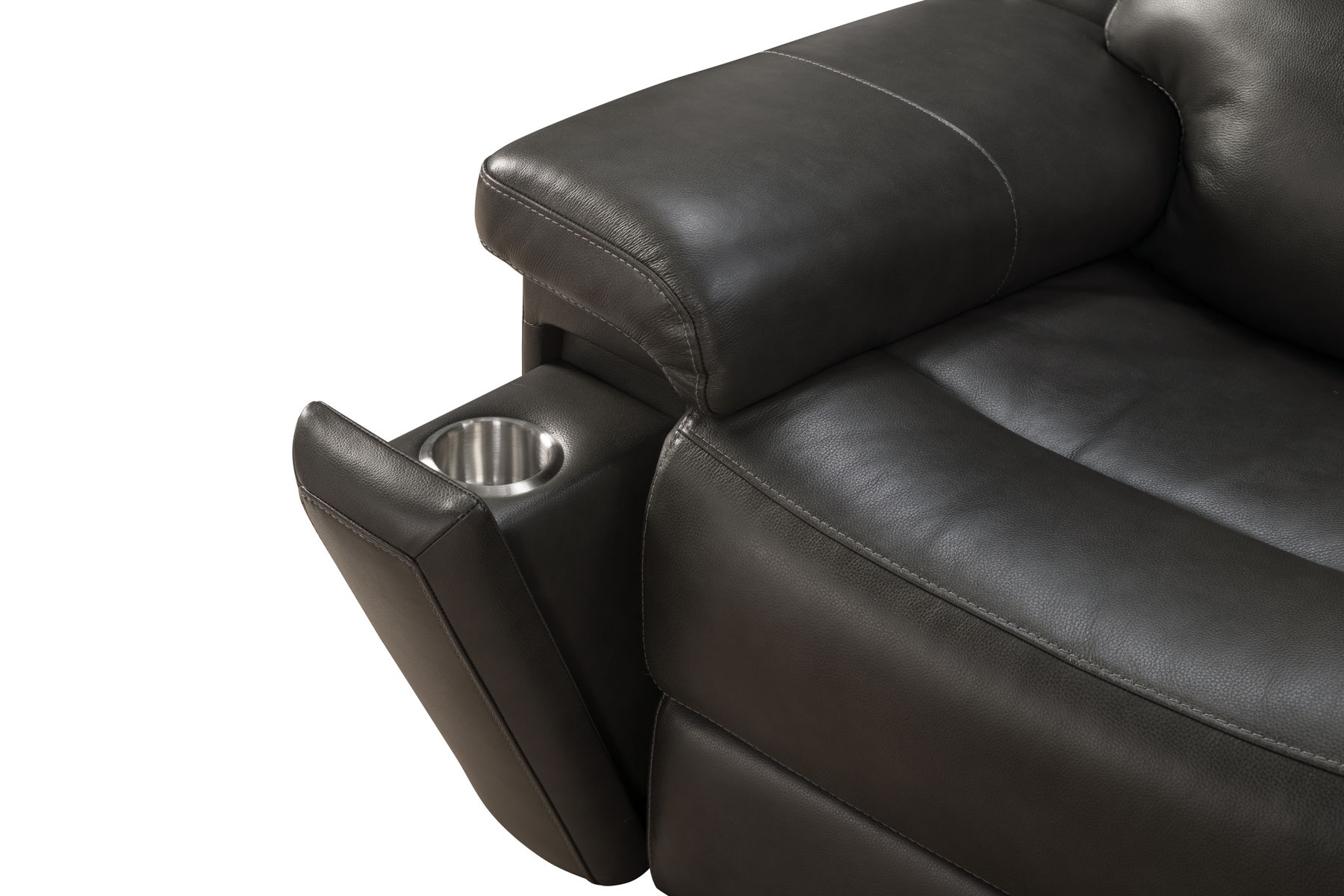 Leon - Power Sofa Recliner With Power Headrest, Power Lumbar, Heat And Massage (Dropdown Table With Smart Tabletop Control) - Smokey Gray - Image 7