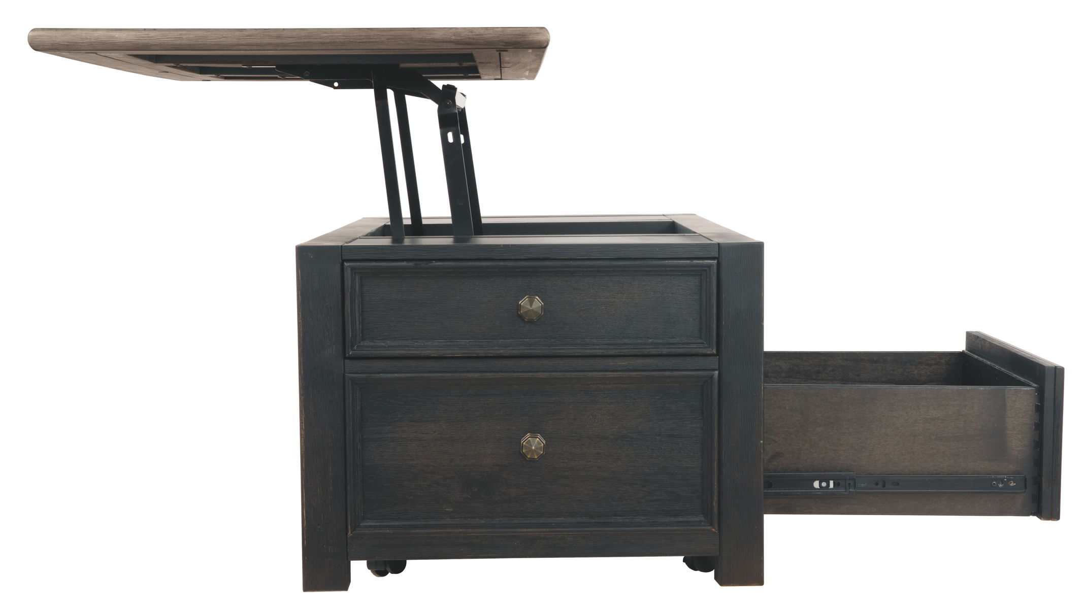 Tyler Creek - Lift Top Cocktail Table - Grayish Brown / Black - Image 4