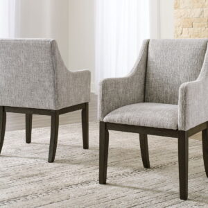 Burkhaus - Dining UPH Arm Chair (Set of 2) - Beige / Dark Brown