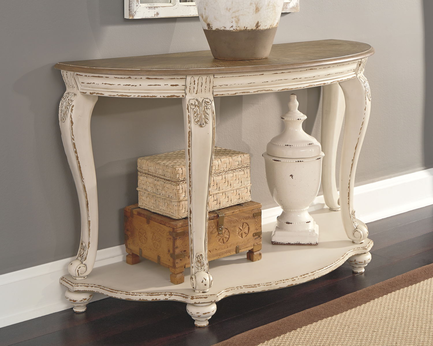 Realyn - Sofa Table - White / Brown - Image 8