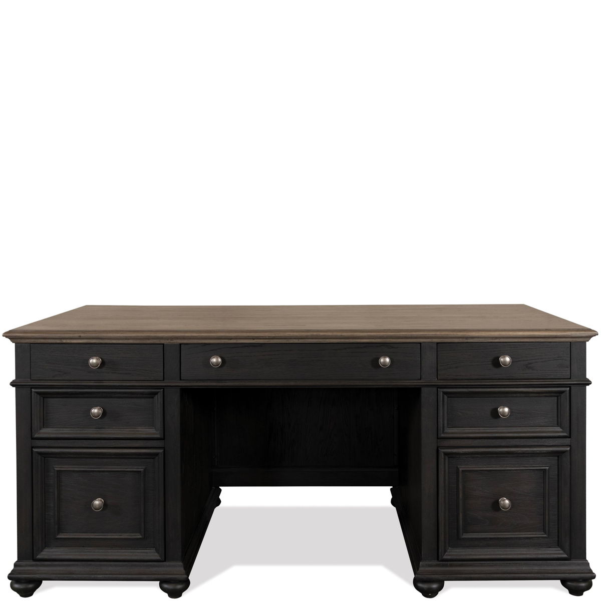 Regency - Executive Desk - Antique Oak / Matte Black - Image 4