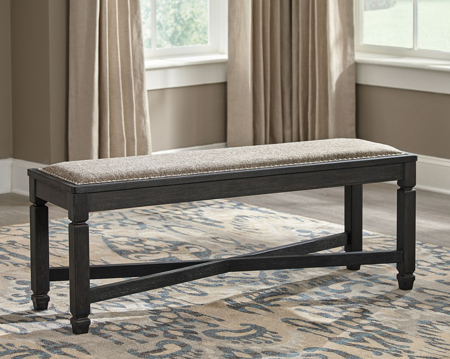 Tyler Creek - Upholstered Bench - Black / Grayish Brown - Image 4
