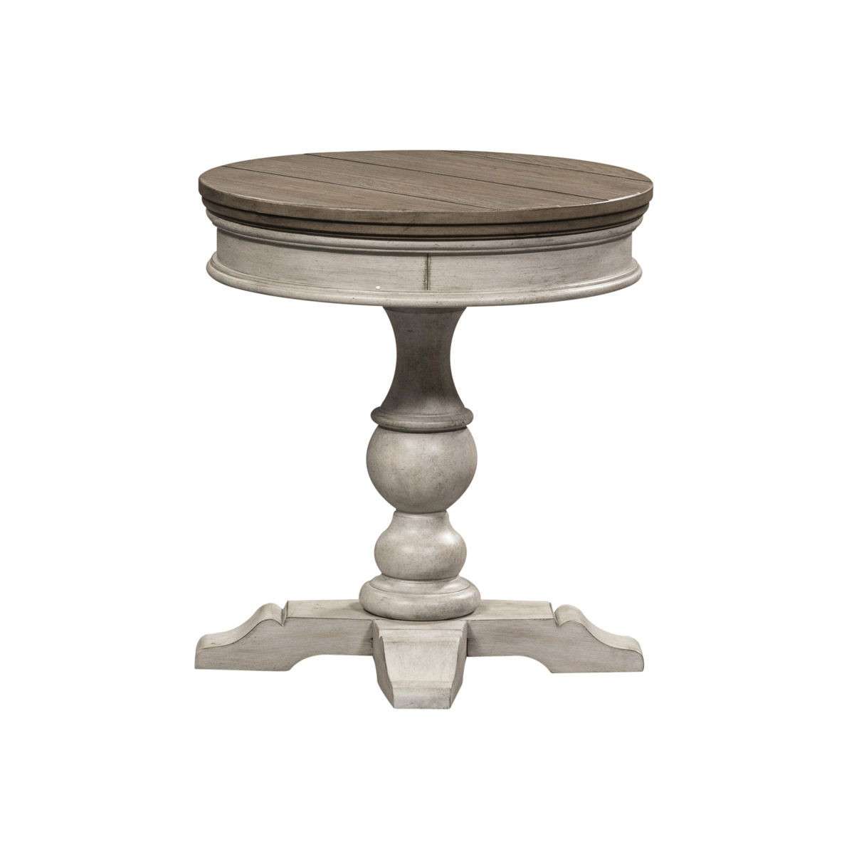 Heartland - Round Pedestal Chair Side Table - Antique White / Tobacco Tops - Image 6