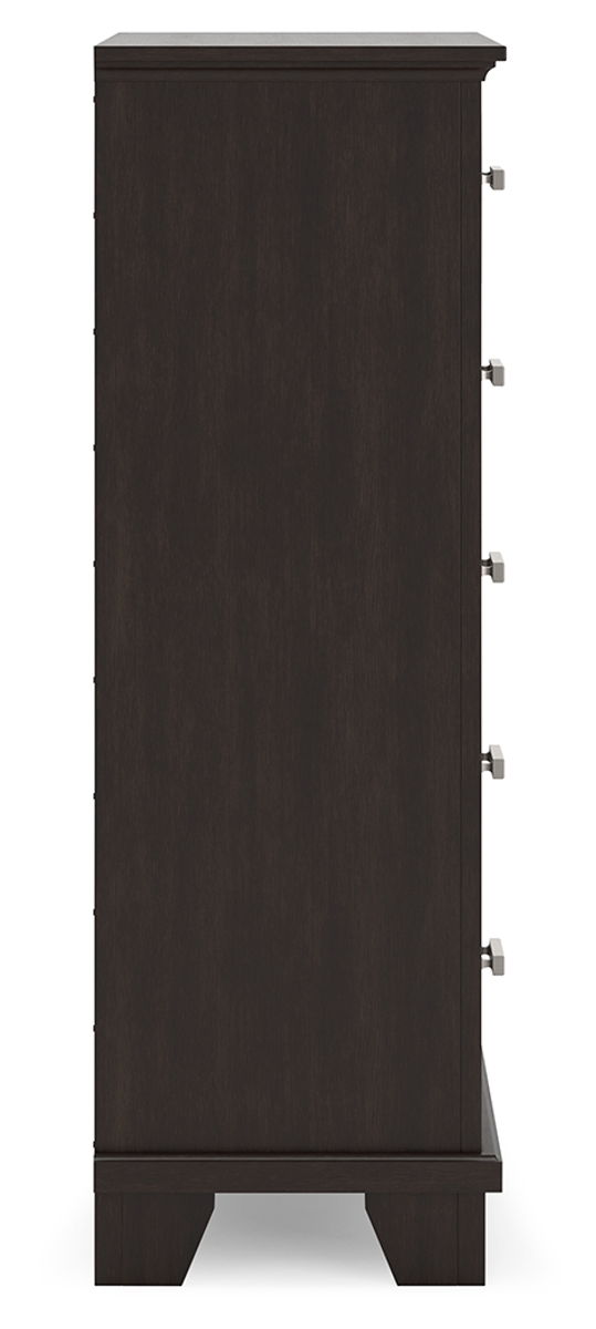 Covetown - Five Drawer Chest - Dark Brown - Image 5
