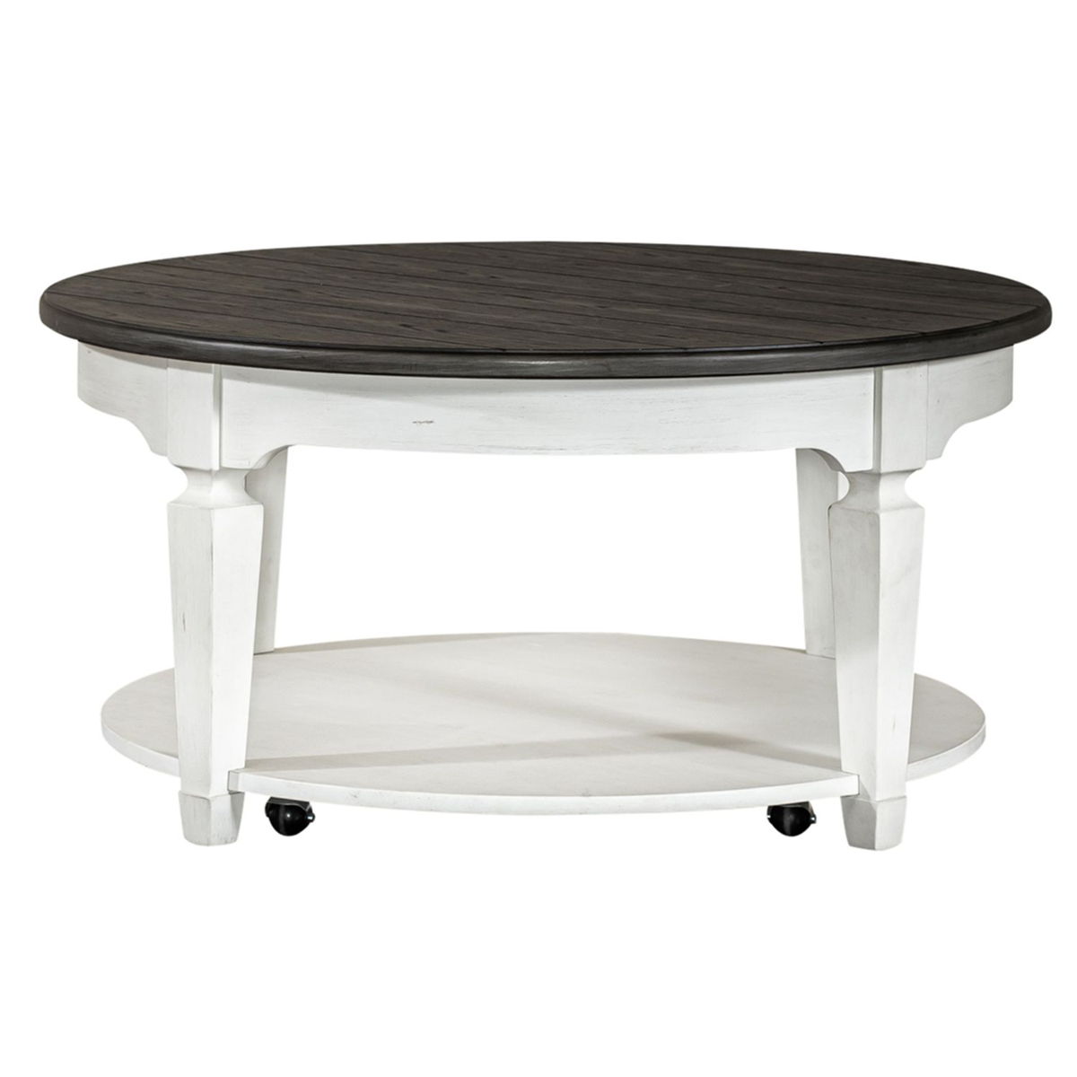 Allyson Park - 3 Piece Living Room Set (Round Cocktail Table) - Wirebrushed White / Charcoal - Image 3