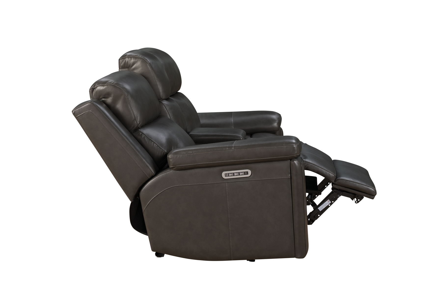 Leon - Power Console Loveseat Recliner With Power Headrest, Power Lumbar, Heat And Massage - Smokey Gray - Image 4