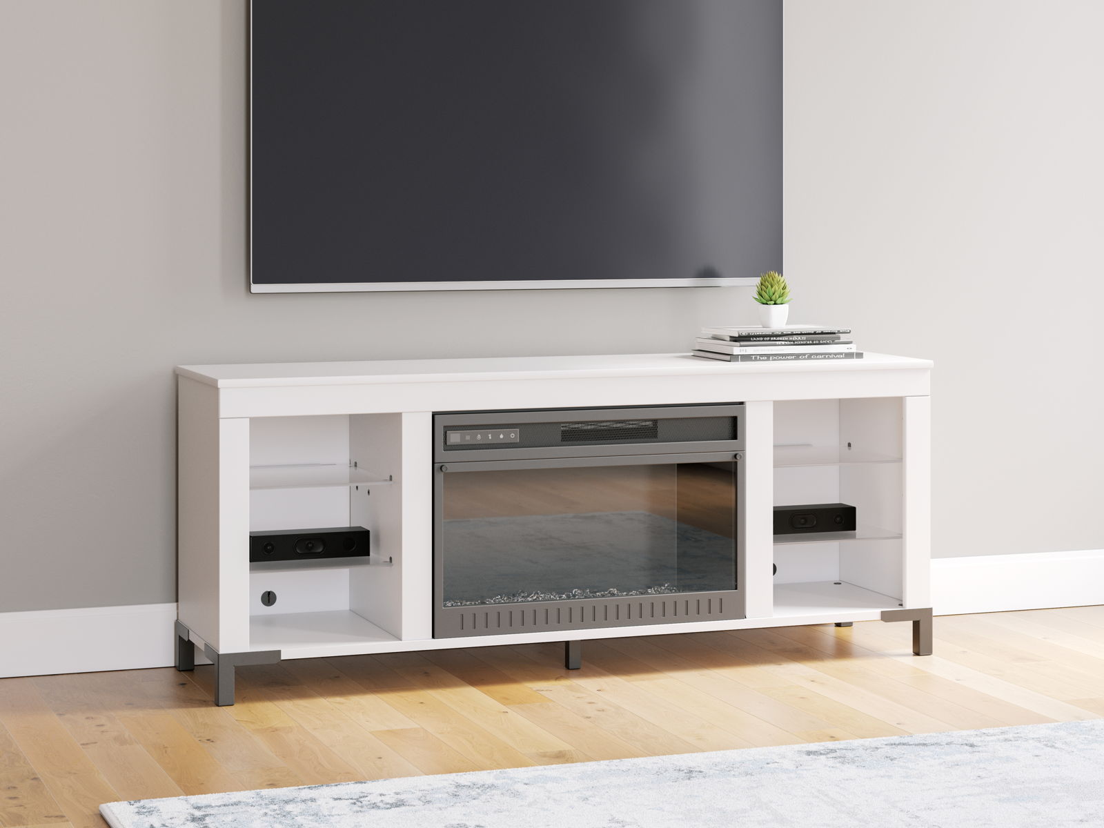 Brollevi - TV Stand With Fireplace - White - Image 7