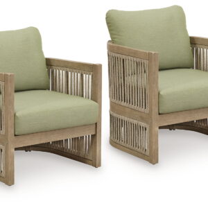 Serena Shores - Lounge Chair With Cushion (Set of 2) - Beige / Green