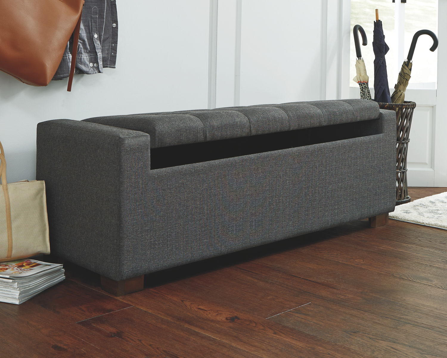 Cortwell - Storage Bench - Gray - Image 5