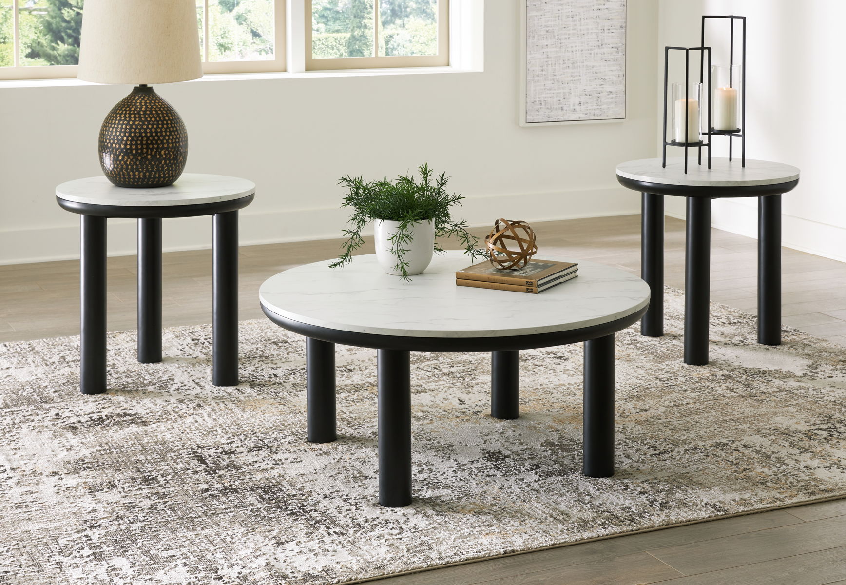 Xandrum - Occasional Table Set (Set of 3) - Black / White - Image 7