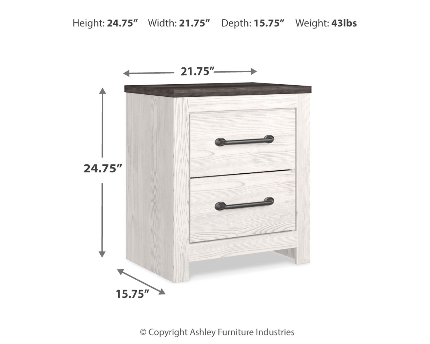 Gerridan - Two Drawer Night Stand - White / Gray - Image 9