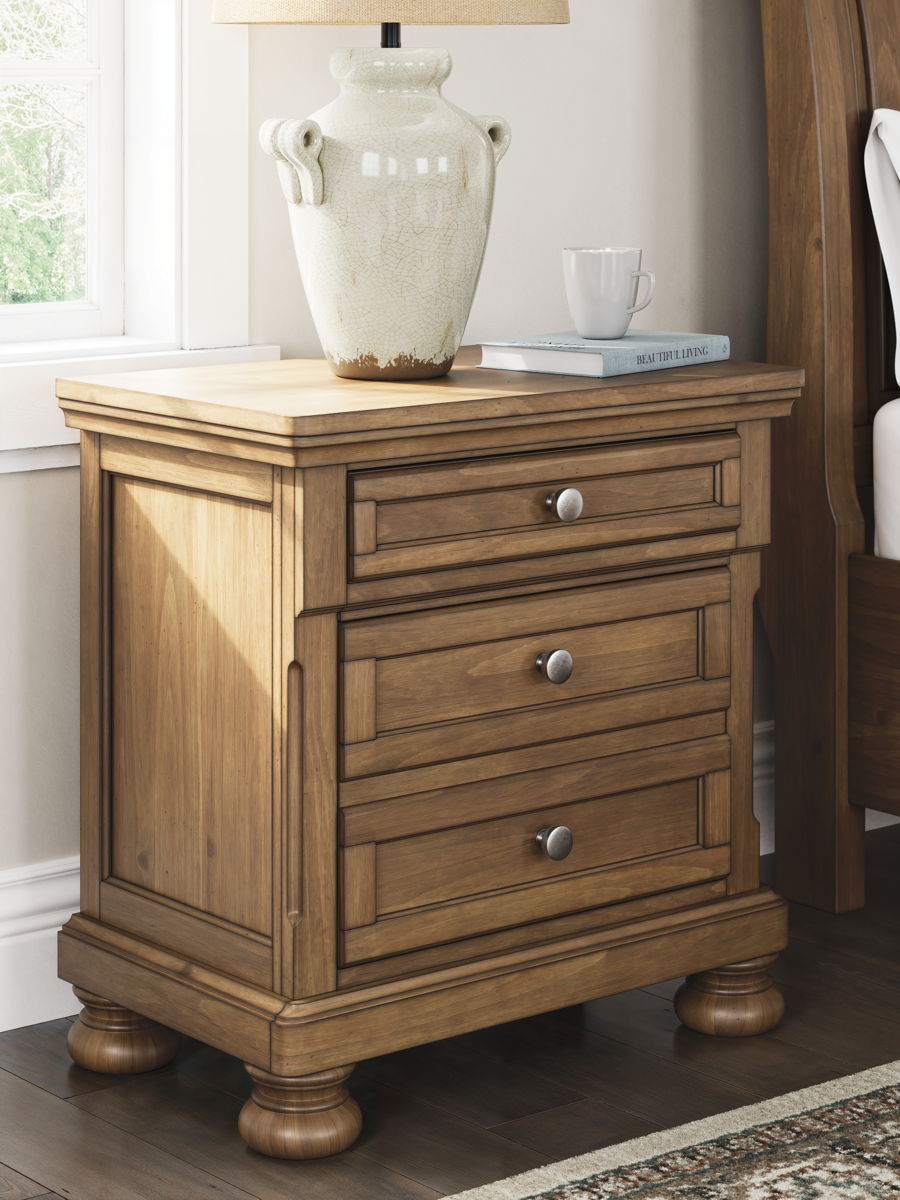 Feddinger - Two Drawer Night Stand - Medium Brown - Image 2