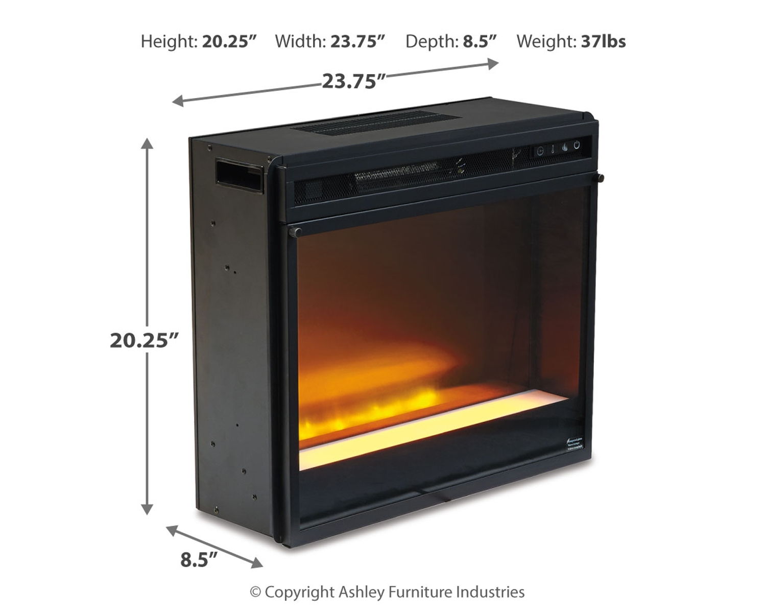 Entertainment Accessories - Fireplace Insert Glass/Stone - Black - Image 4