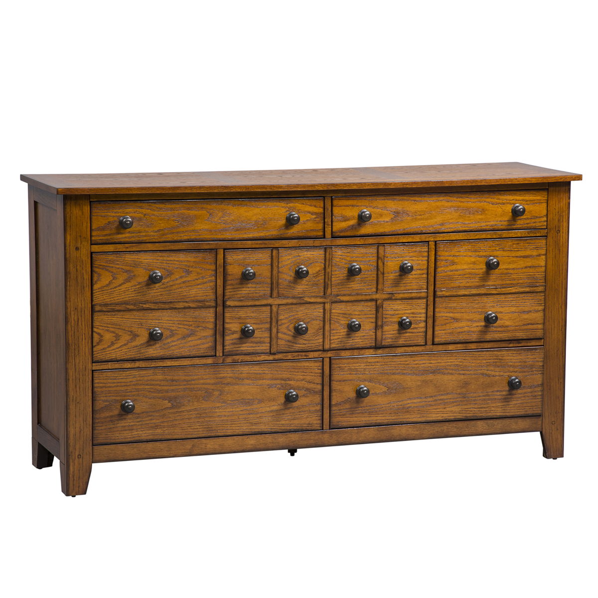 Grandpas Cabin - 7 Drawer Dresser - Aged Oak - Image 6