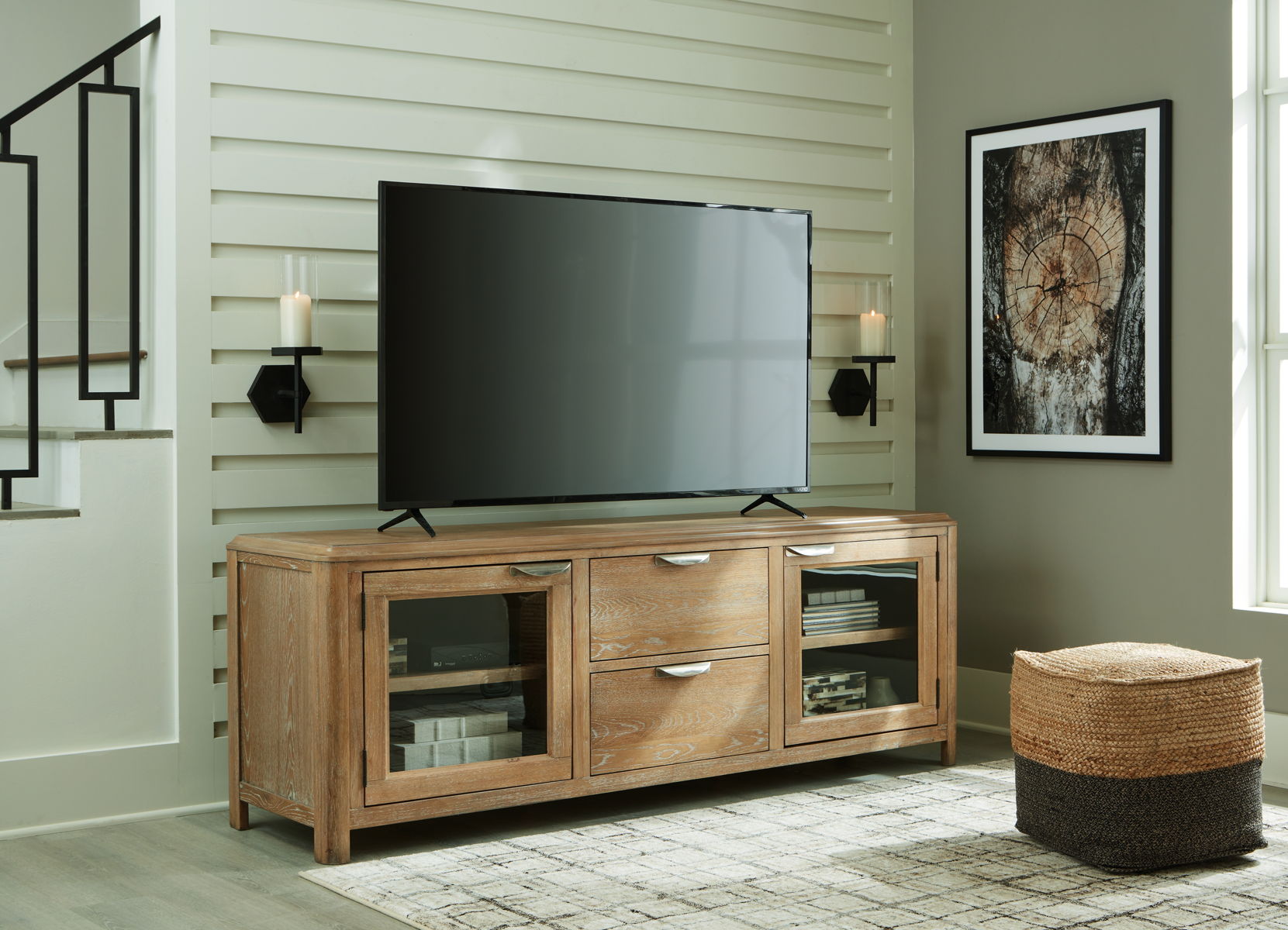Rencott - Extra Large TV Stand - Light Brown - Image 3