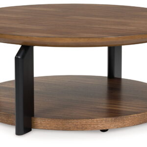 Kraeburn - Round Cocktail Table - Brown / Black