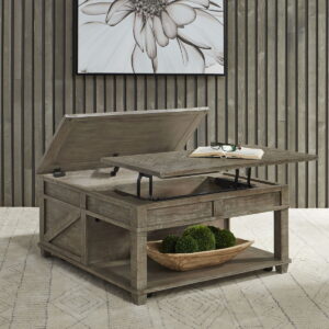Parkland Falls - Square Lift Top Cocktail Table - Weathered Taupe
