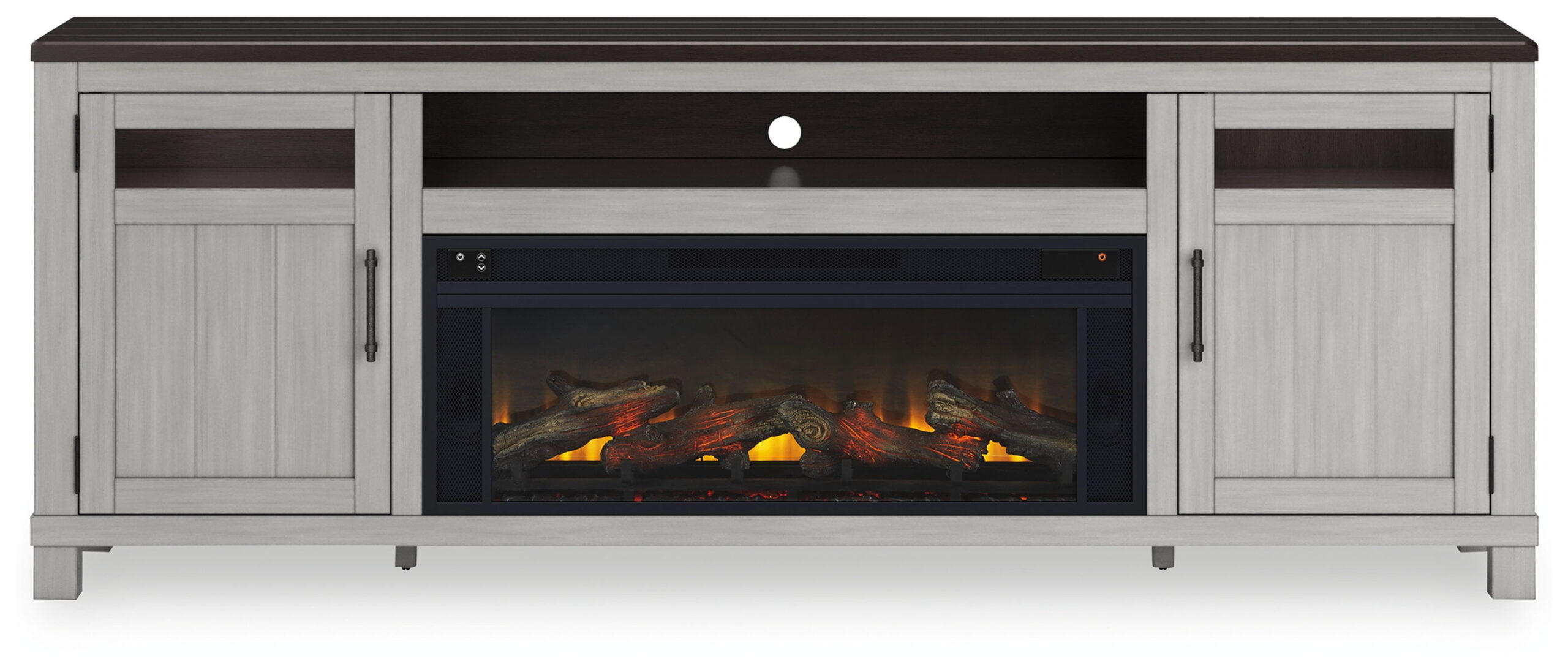 Darborn - 88" TV Stand With Electric Infrared Fireplace Insert - Gray / Brown - Image 4