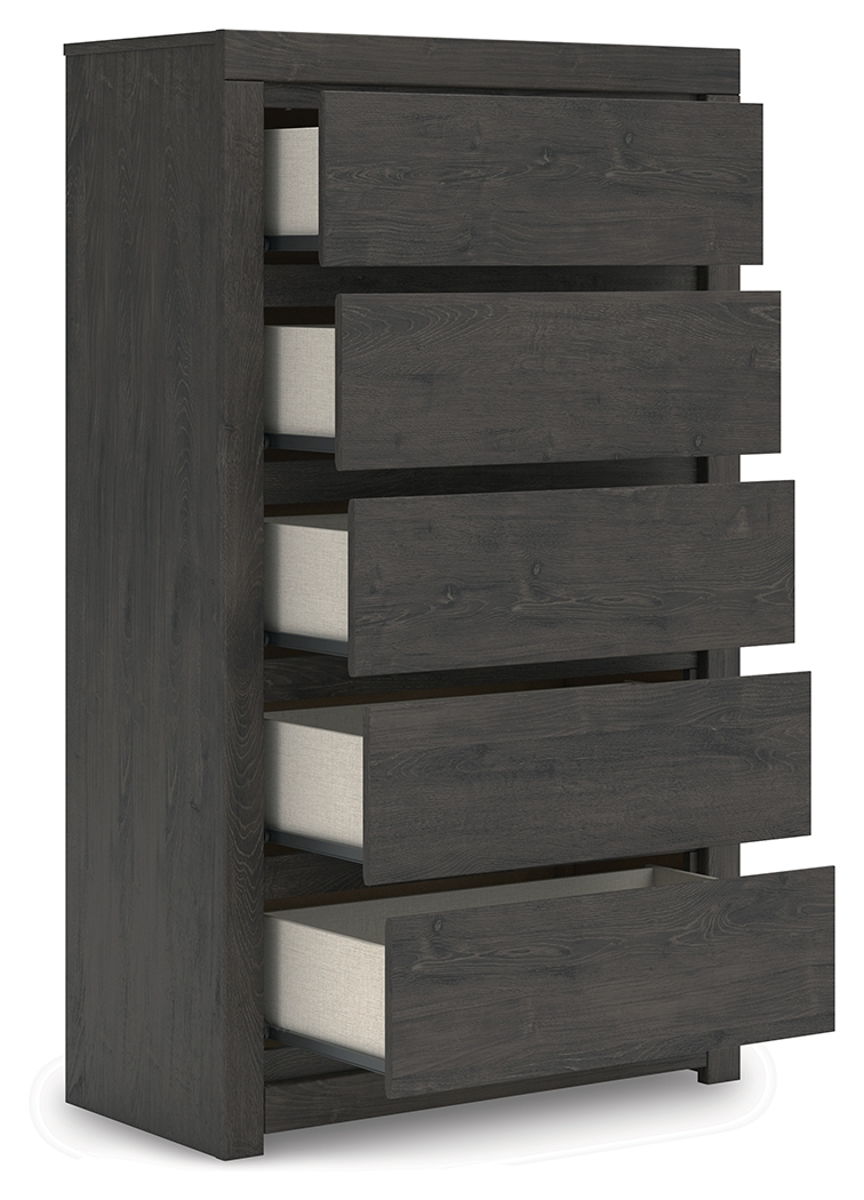 Fraluna - Five Drawer Chest - Charcoal - Image 4