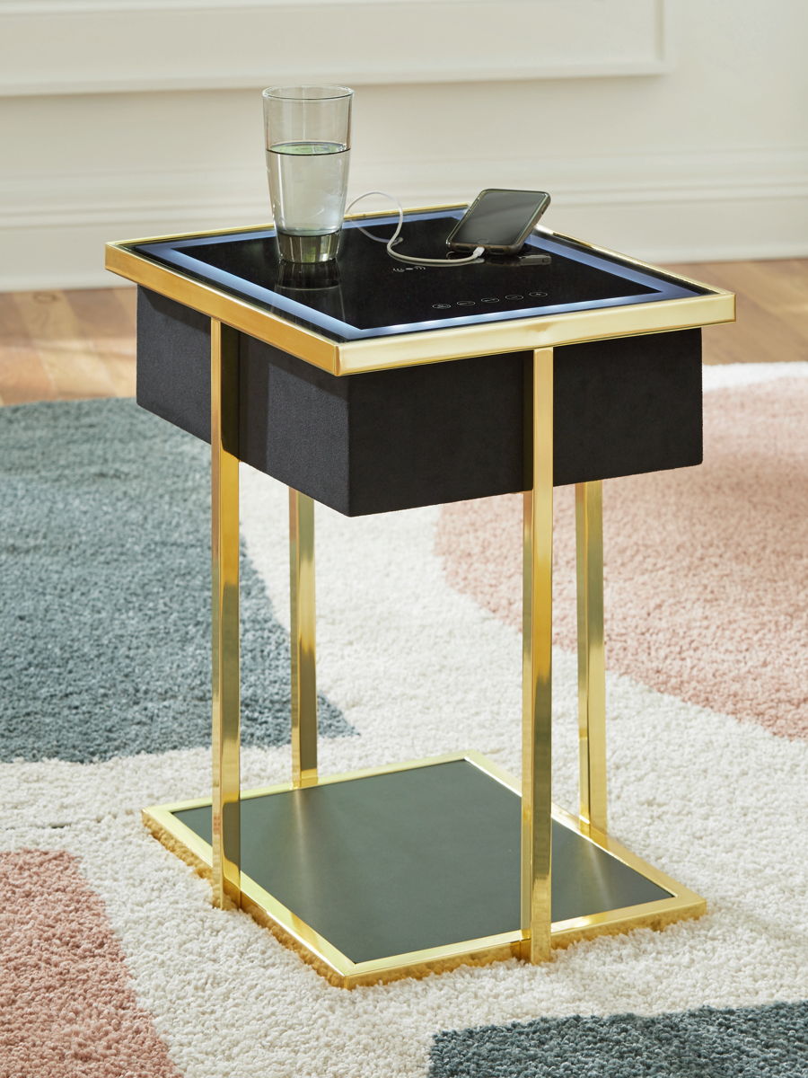 Rexwell - Accent Table With Speaker - Black / Gold Finish - Image 5