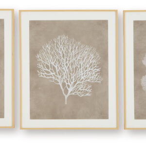 Hendridge - Wall Art Set (Set of 3) - Taupe / White