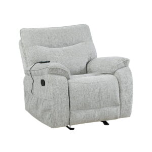 Chablis - Glider Recliner With Heat And Massage - Mist Gray