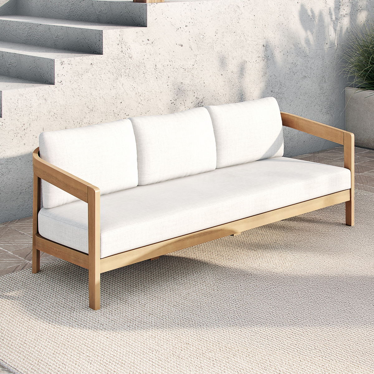 Wesley - Patio Sofa With Cushions - White - Image 3