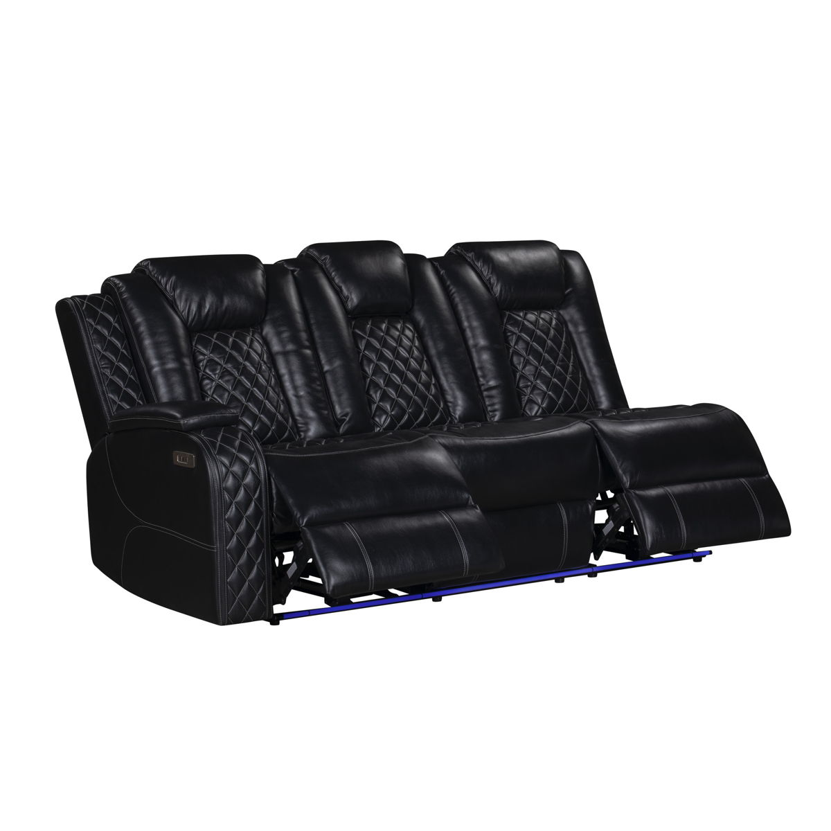 Orion II - LAF Sofa With Power Headrest & Footrest - Black - Image 2