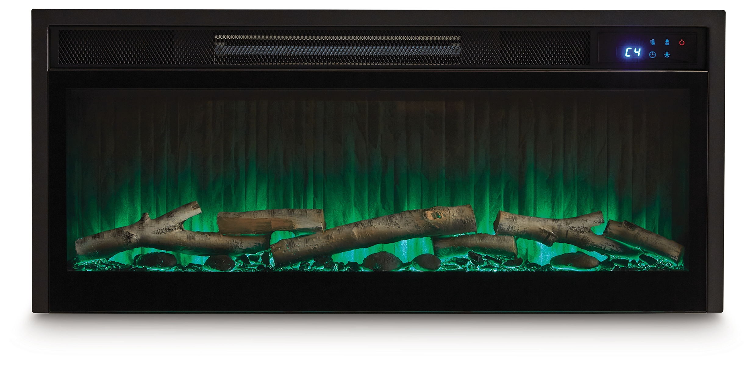 Entertainment Accessories - Fireplace Insert With Faux Birch Log Set - Black - Image 11
