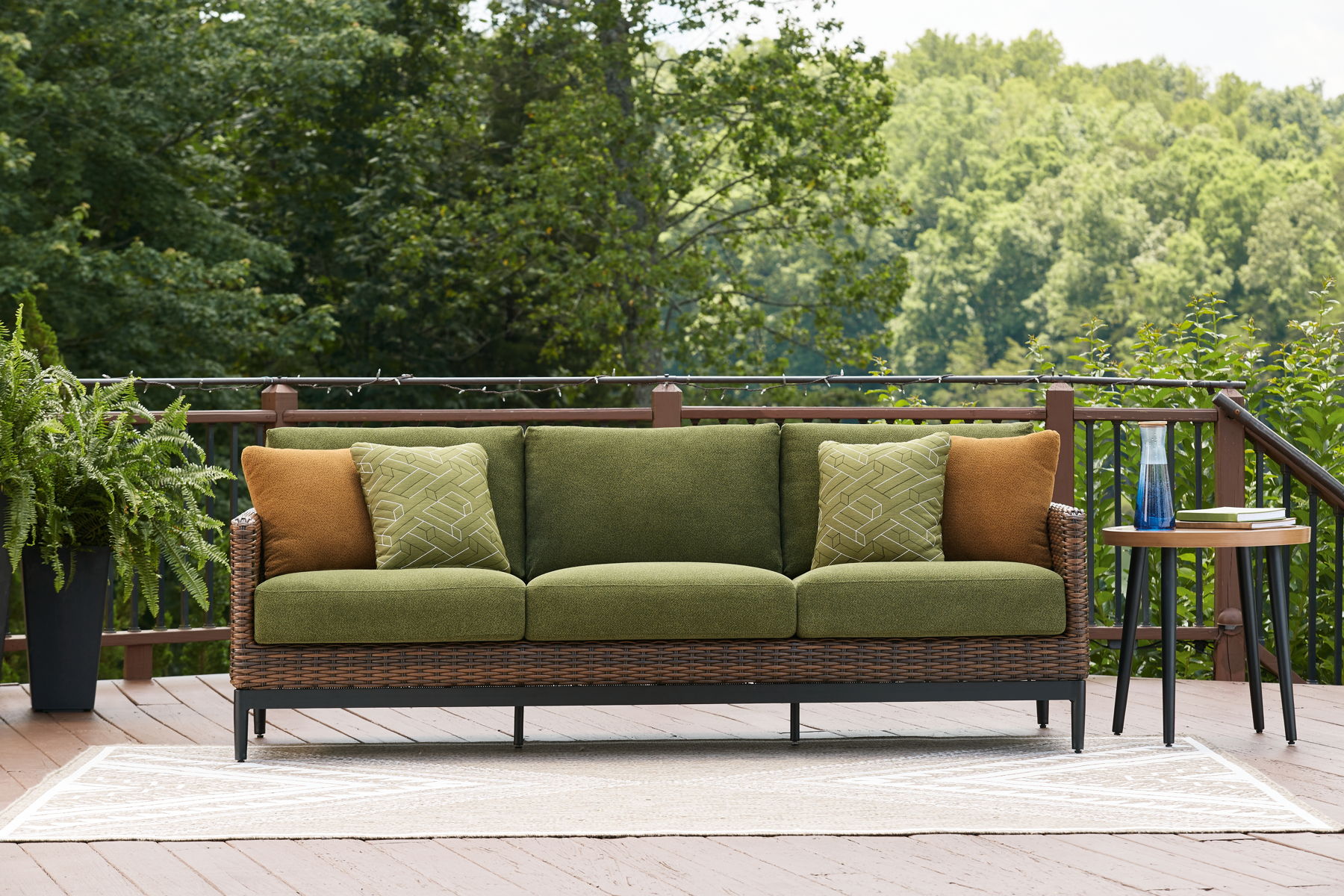 Horizon Hall - Sofa With Cushion - Brown / Green - Image 5