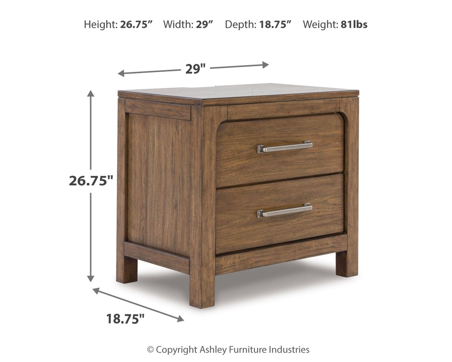 Cabalynn - Two Drawer Night Stand - Light Brown - Image 12