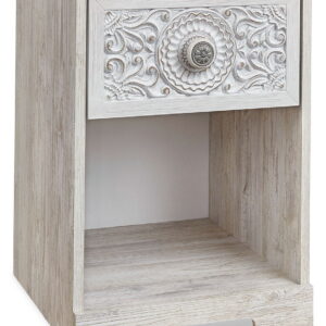 Paxberry - One Drawer Night Stand - Open Cubby - Whitewash