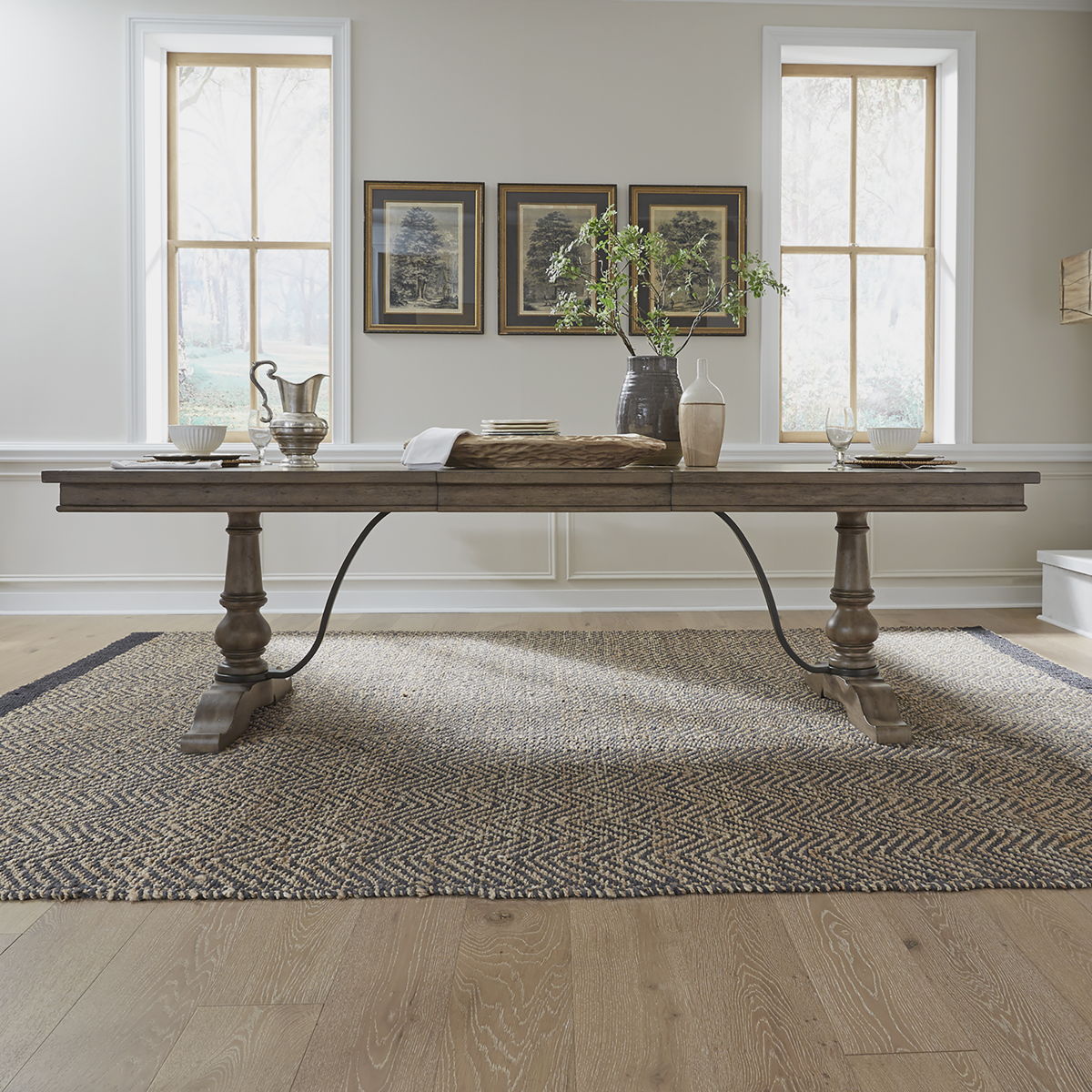 Americana Farmhouse - Trestle Table - Light Brown
