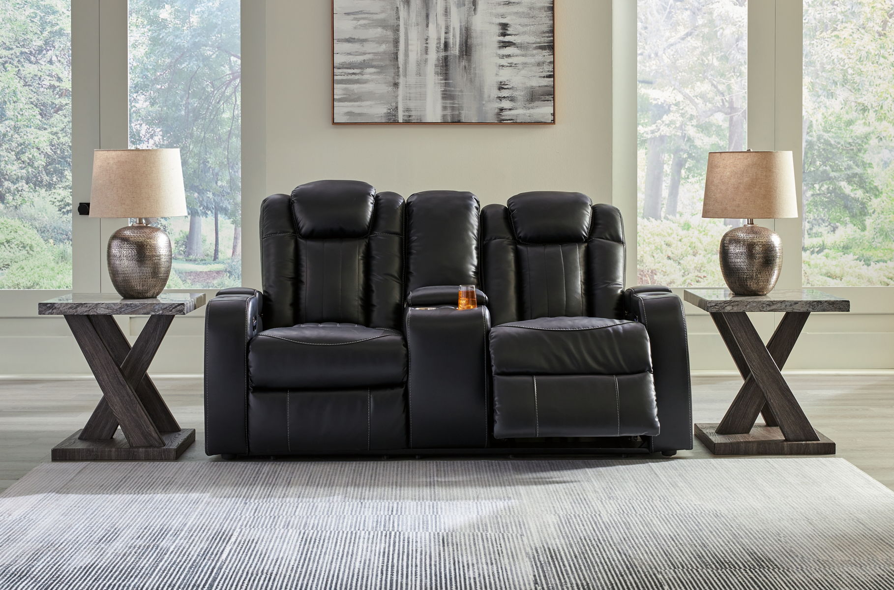 Caveman Den - Power Reclining Loveseat with Console/ Adj Hdrst - Midnight - Image 5