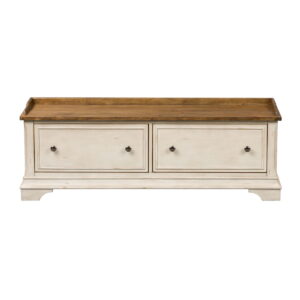 Morgan Creek - Storage Hall Bench - Antique White / Wirebrushed Tobacco Accents