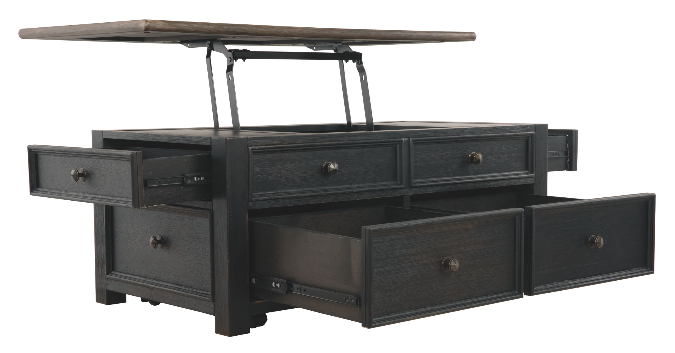 Tyler Creek - Lift Top Cocktail Table - Grayish Brown / Black - Image 11