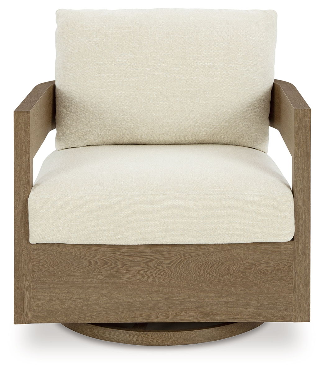 Serene Bay - Swivel Glider Chair With Cushion - Dark Brown / White - Image 2