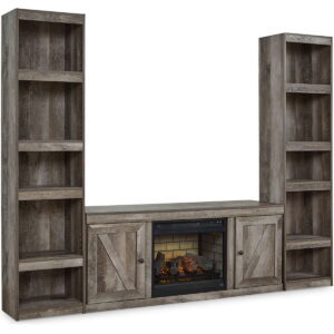 Wynnlow - 3-Piece Entertainment Center With Electric Fireplace - Gray