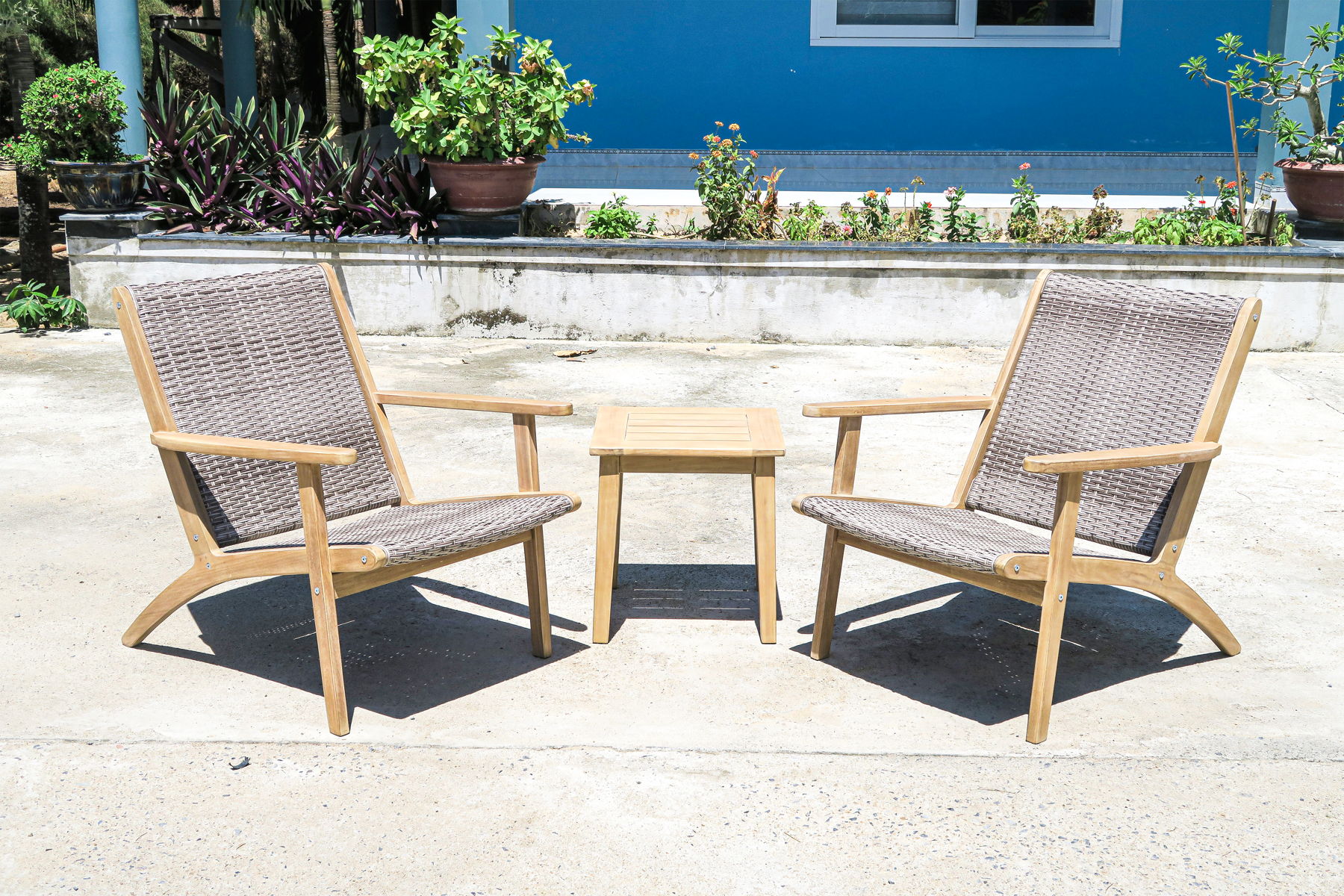 Radius - Patio Wood And Wicker Side Chair (Set of 2) - Gray - Image 3