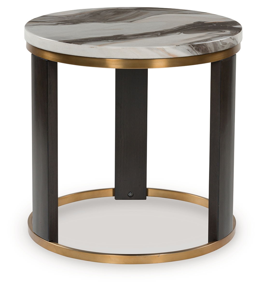 Jazmore - Round End Table - Brown / Brass Finish - Image 4