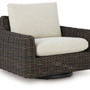 Kimora - Swivel Glider Lounge With Cushion - Beige / Dark Brown