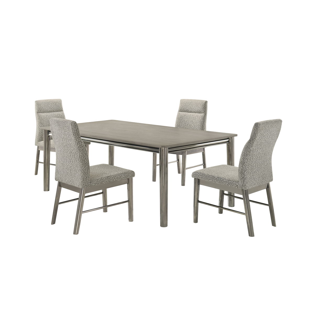 Lennox - 5 Piece Dining Room Set (Dining Table With 4 Chairs) - Gray / Silver - Image 2